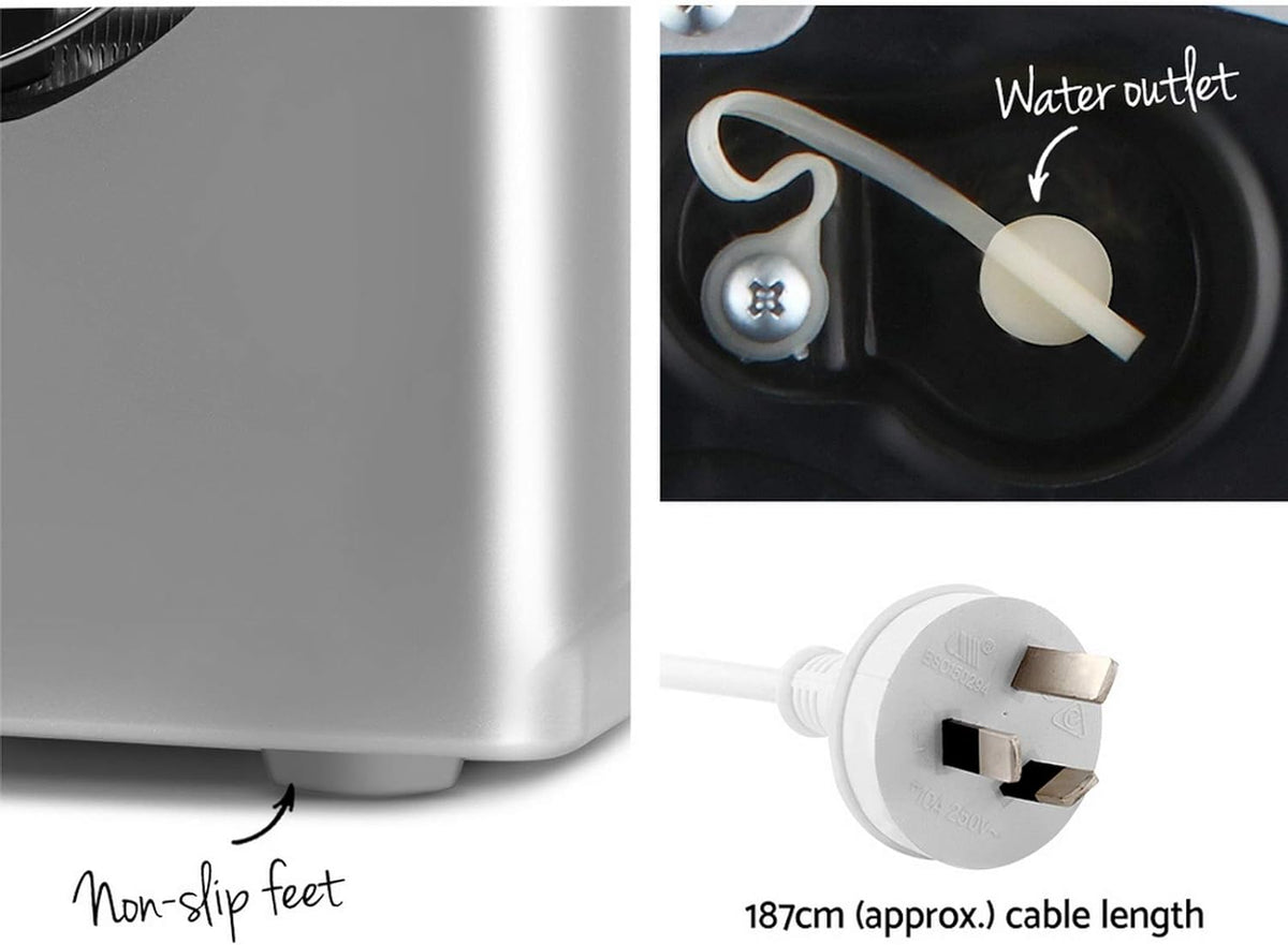 Devanti 12kg Ice Maker SelfCleaning, Portable Silver IMZB12HSS