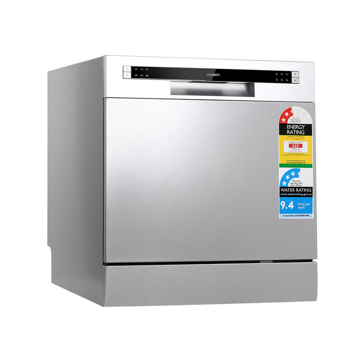 Devanti BDW-8-02G-SI 8 Place Settings Benchtop Dishwasher Sliver - Brisbane Home Appliances