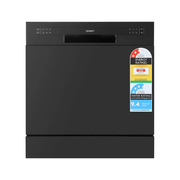 Devanti BDW-8-02G-BK 8 Place Settings Benchtop Dishwasher Black