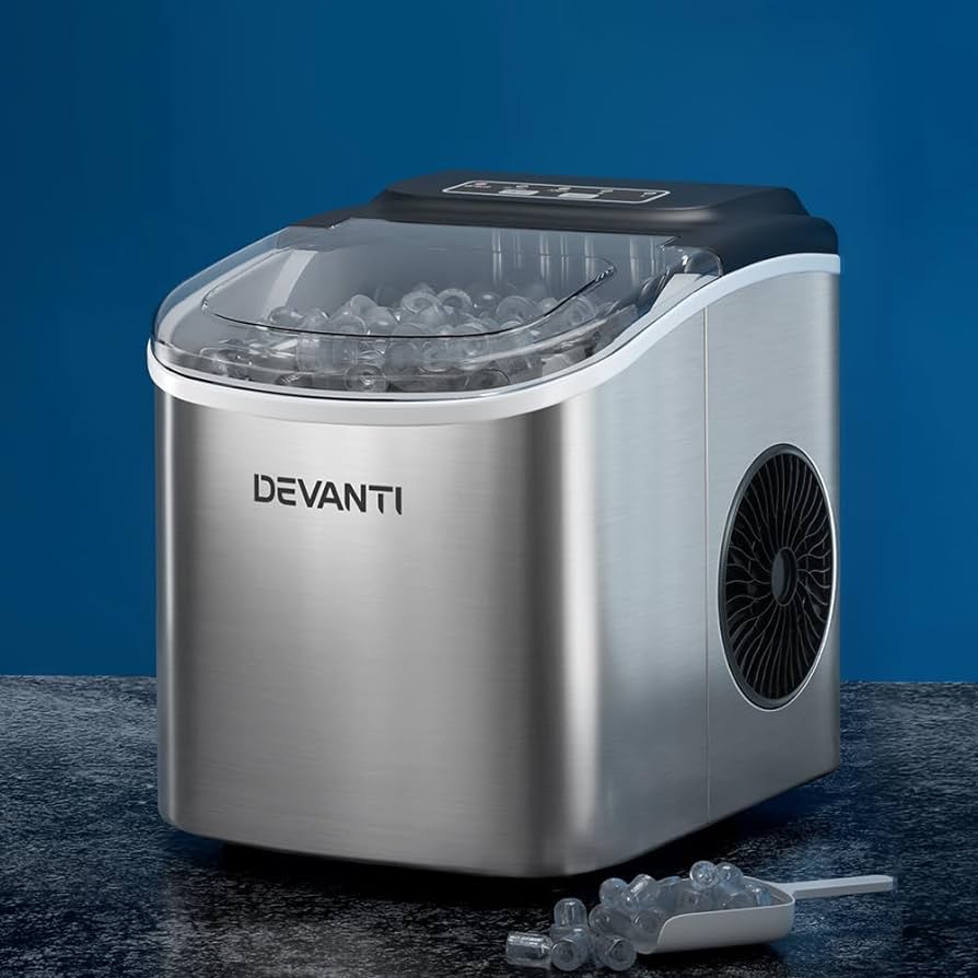 Devanti IM-ZB12H-SS 2L Portable Ice Maker Machine Self Cleaning Silver - Brisbane Home Appliances