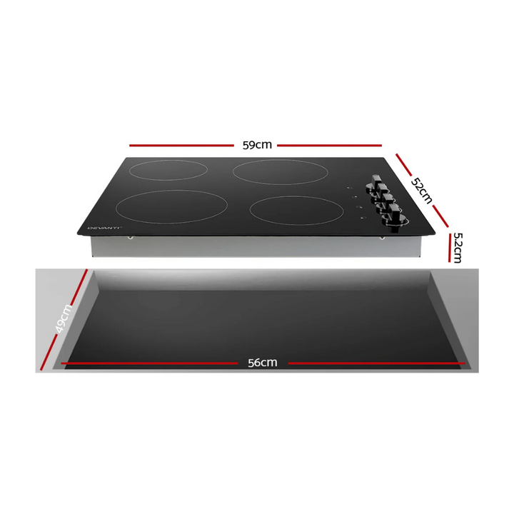Devanti 60cm Black Ceramic Electric Cooktop - Free shipping - Brisbane Home Appliances