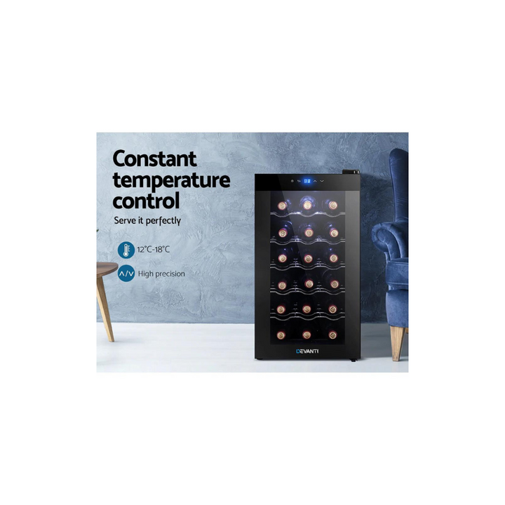 Devanti WC-50A-18B-BK 18 BTLS Wine Cooler Fridge (Brand NEW) - Brisbane Home Appliances