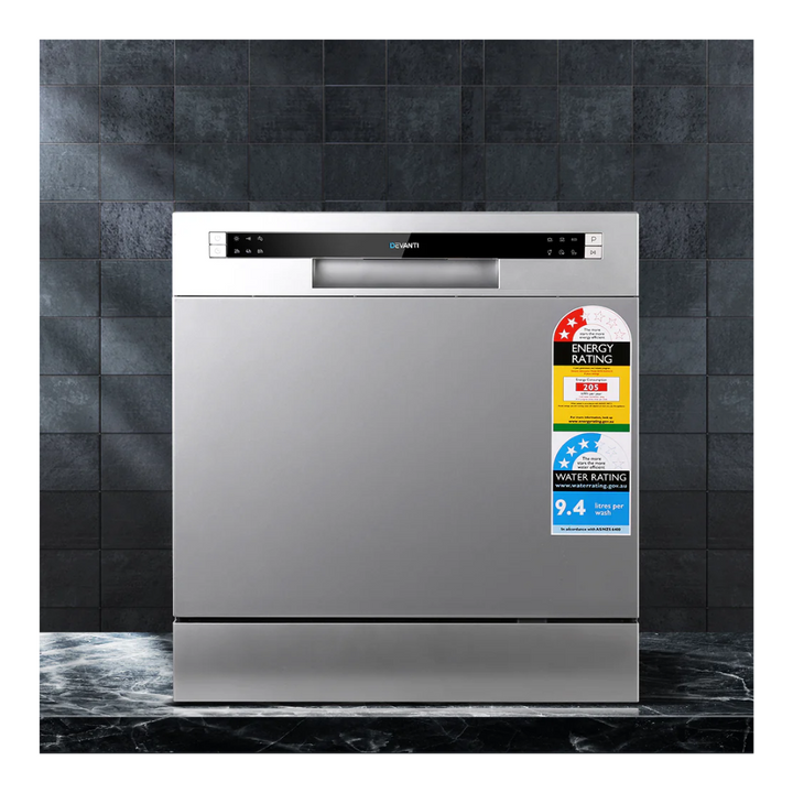 Devanti BDW-8-02G-SI 8 Place Settings Benchtop Dishwasher Sliver - Brisbane Home Appliances
