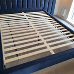 Flavia Navy Blue Queen Bed Frame with Extended Headboard - Elegant & Durable - Brisbane Home Appliances